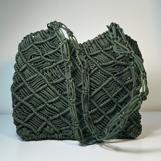SAHLA Macramé Bag - Dark Green