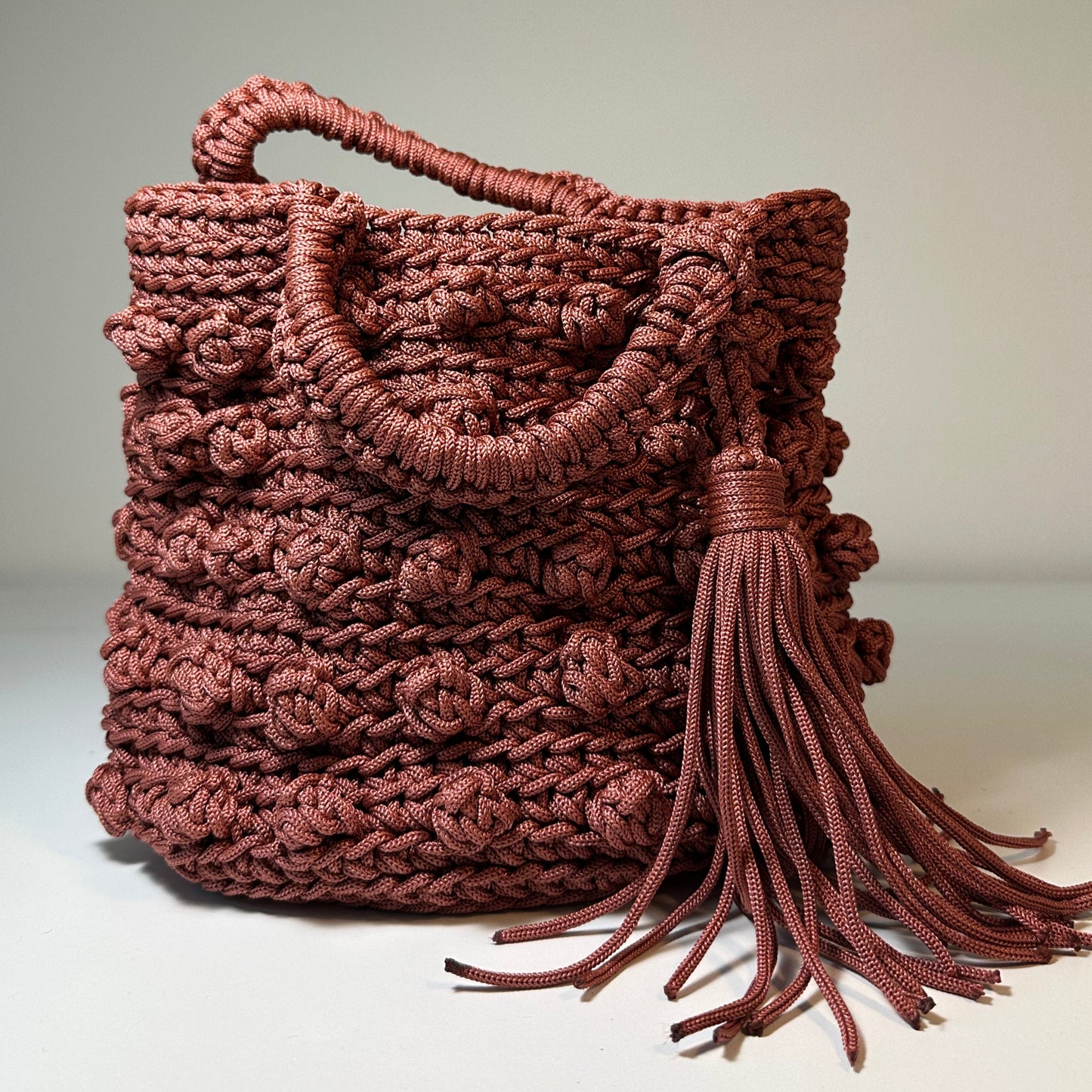 LAYLA Collection- Macramé Bag - Mahogany Brown