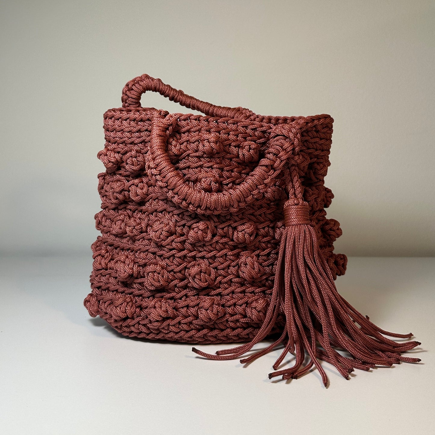 LAYLA Collection- Macramé Bag - Mahogany Brown