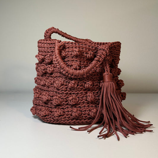 LAYLA Collection- Macramé Bag - Mahogany Brown