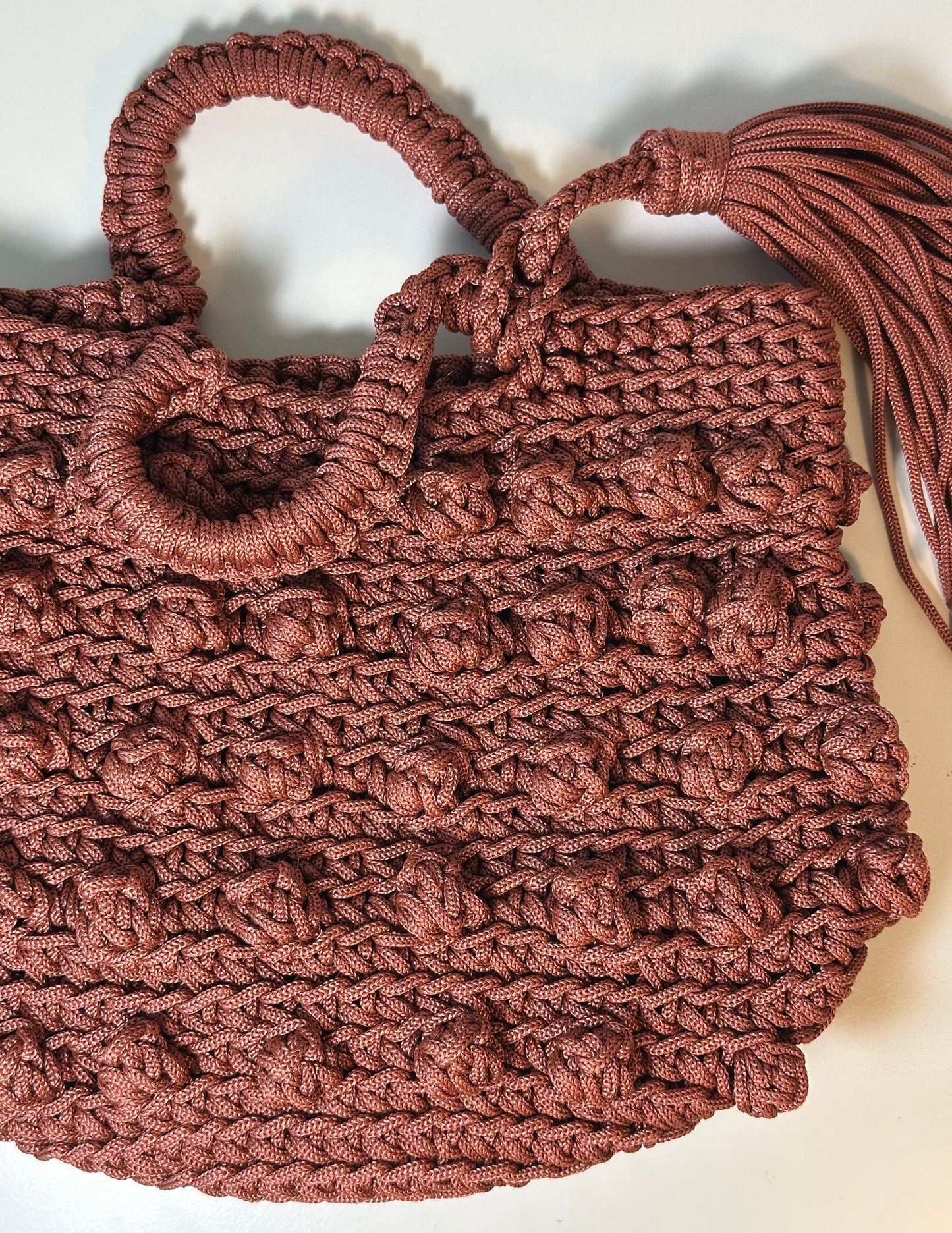LAYLA Collection- Macramé Bag - Mahogany Brown