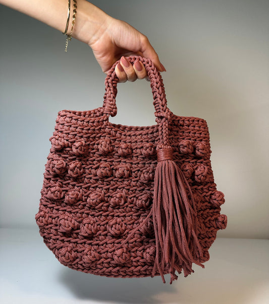 LAYLA Collection- Macramé Bag - Mahogany Brown